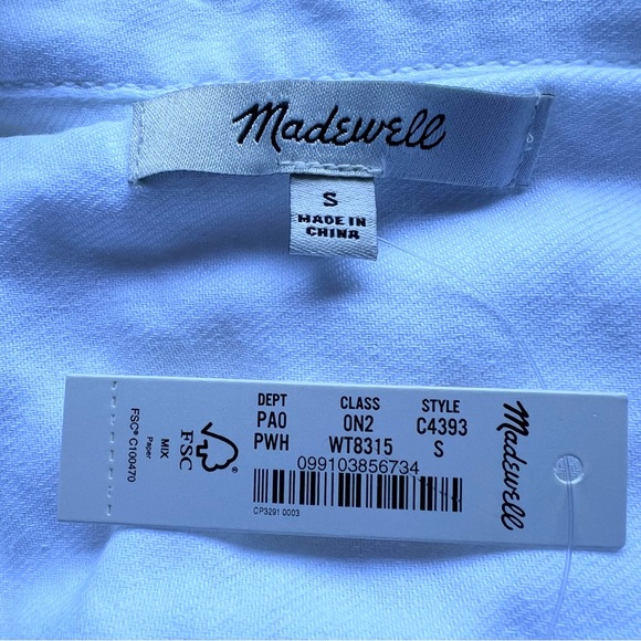 NEW Madewell Sz S White Cotton Courier Shirt Short Sleeve Button Up Boxy Natural - Picture 7 of 17